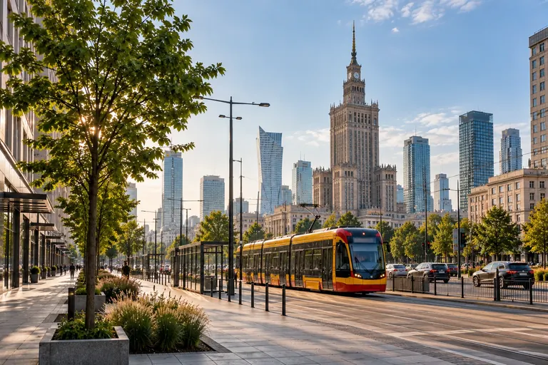 Tram by the Palace of Culture and Science, Śródmieście