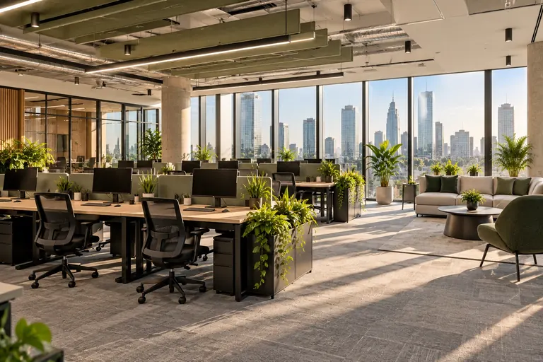 Светлый офис open space с рабочими местами